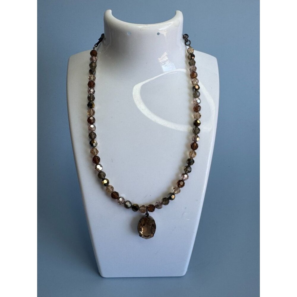 Blair Delmonico Beaded Necklace With Crystal Pendant 15" Length Adjustable Chain - Picture 2 of 13